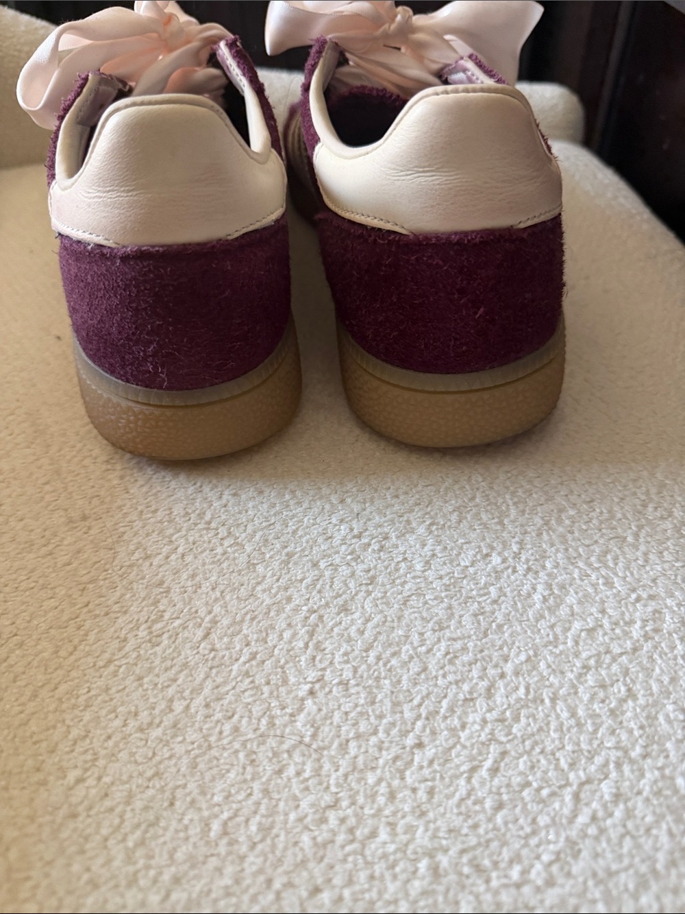 adidas spezial Burgundy Suede Sneakers with light Pink Ribbon Laces - Picture 4 of 7
